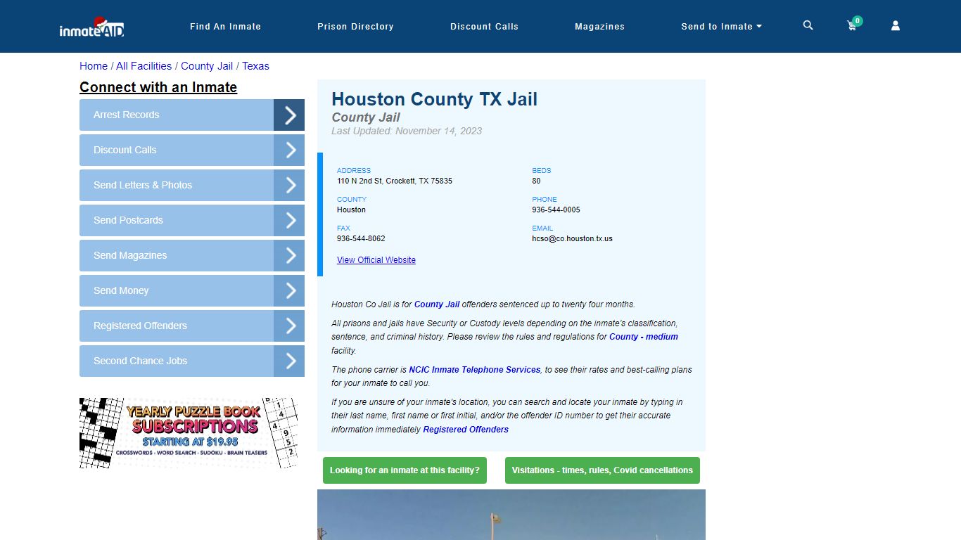 Houston County TX Jail - Inmate Locator - Crockett, TX