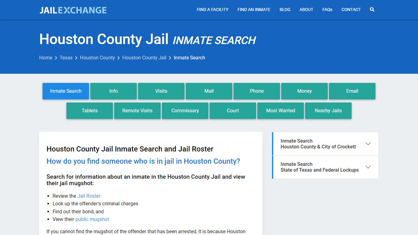Inmate Search: Roster & Mugshots - Houston County Jail, TX